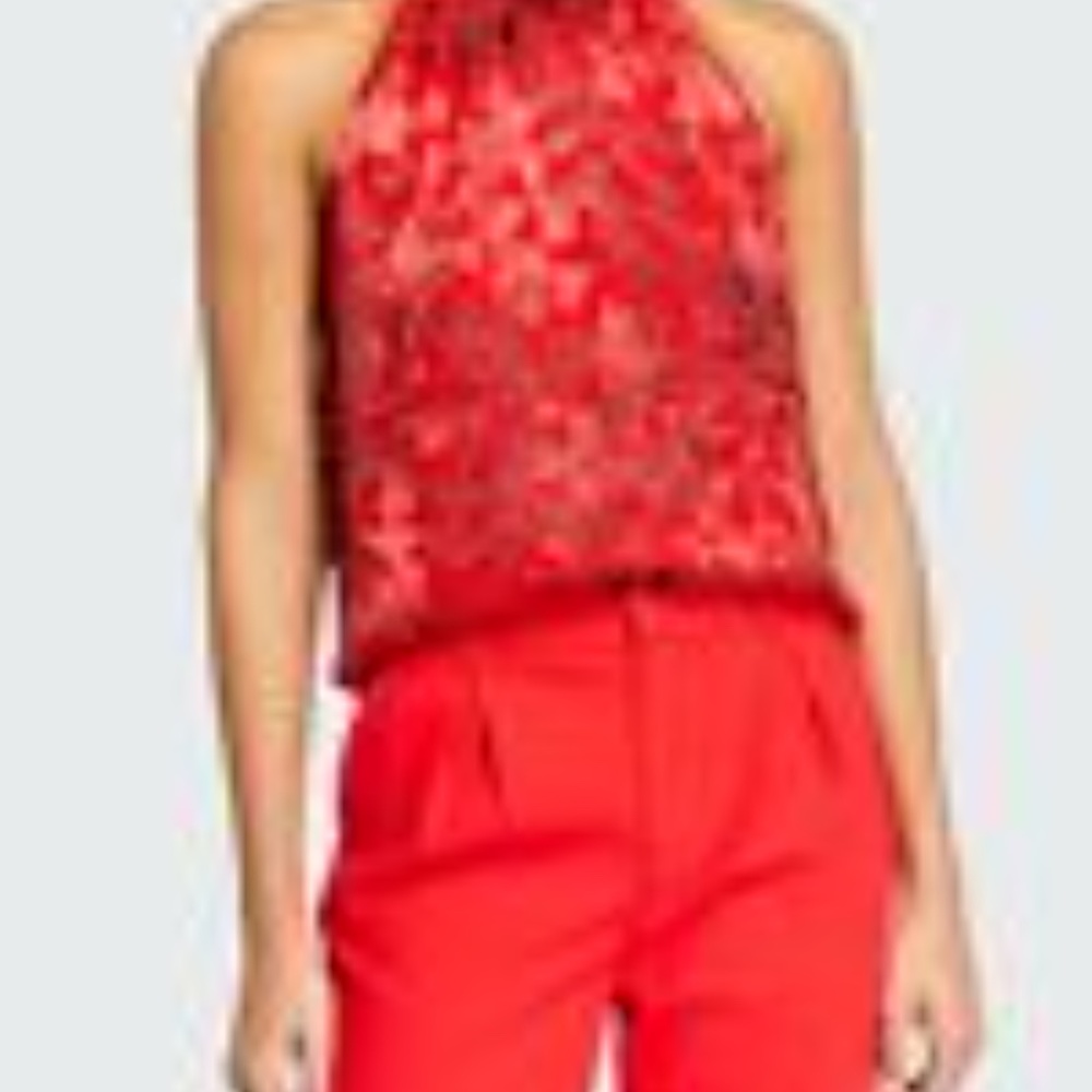 Alice And Olivia Ingrid Floral Print Halter Top/Bl - Picture 5 of 5